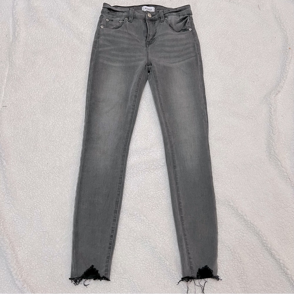 Pistola PISTOLA Audrey Frayed Hem Ankle skinny Jeans Gray size 26
